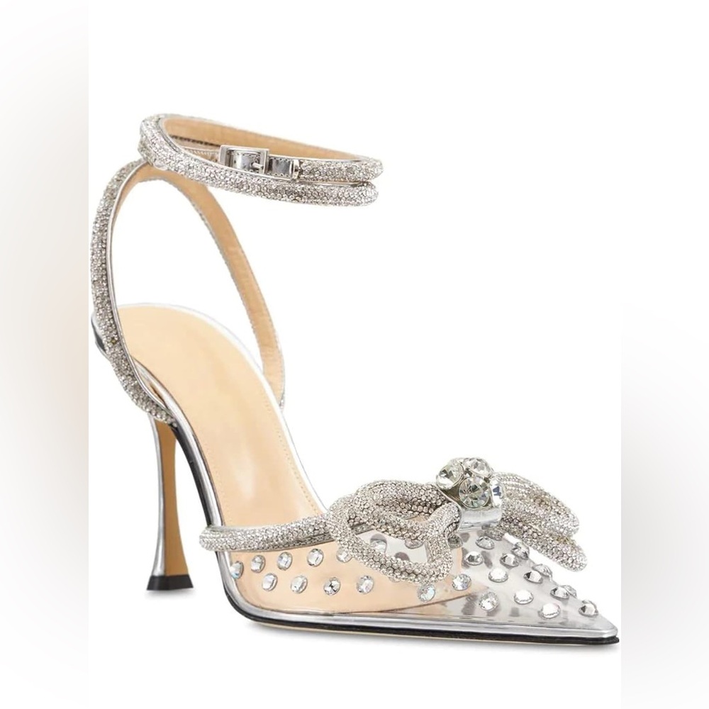 Rhinestone bow heels